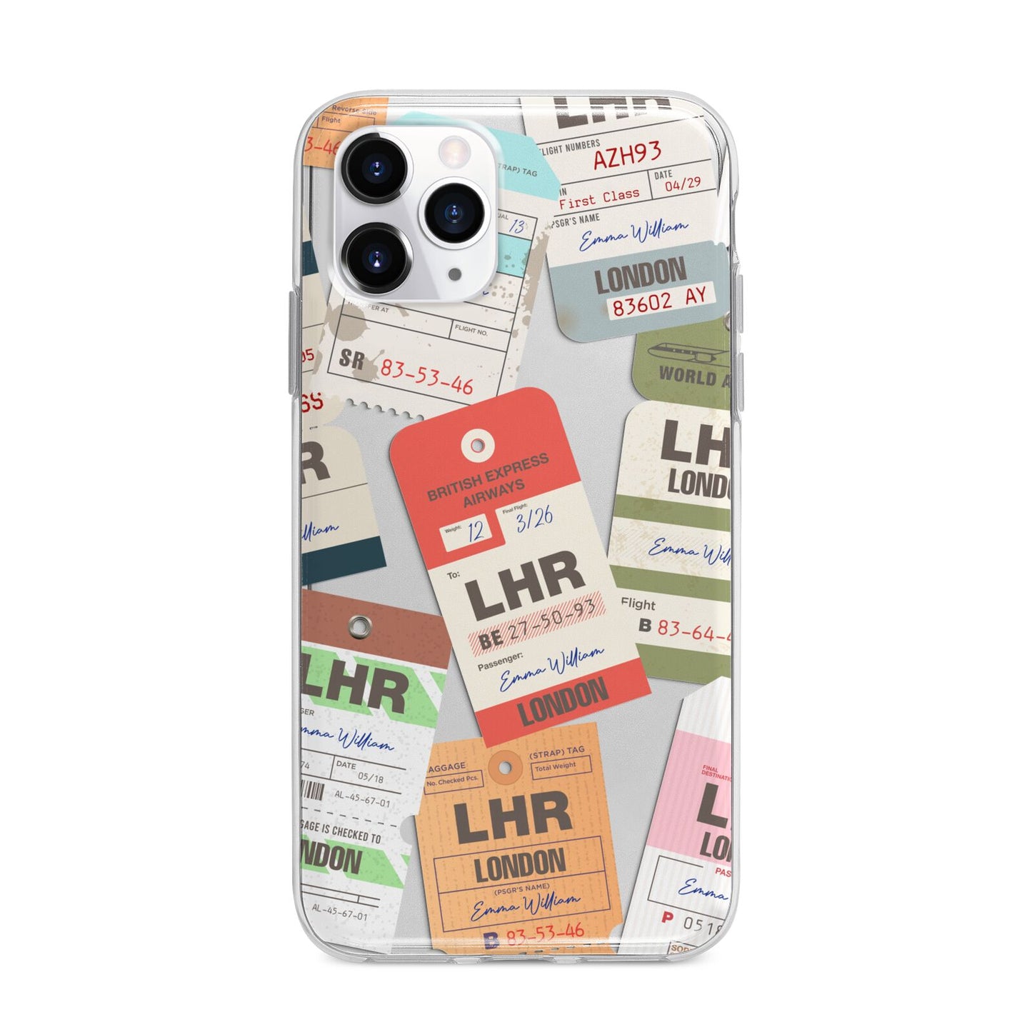 Custom Baggage Tag Collage Apple iPhone 11 Pro Max in Silver with Bumper Case