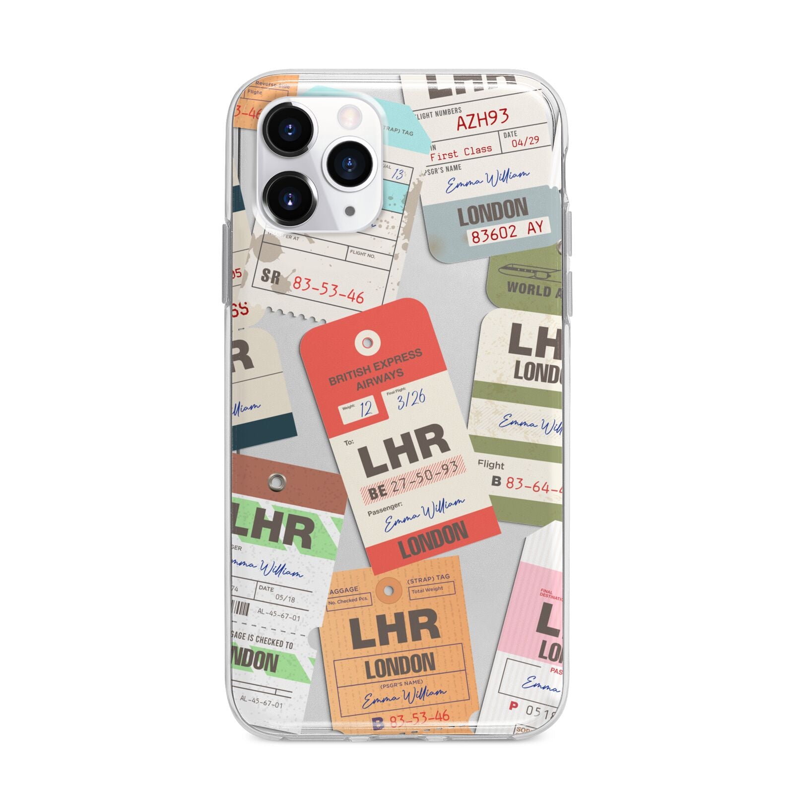 Custom Baggage Tag Collage Apple iPhone 11 Pro Max in Silver with Bumper Case