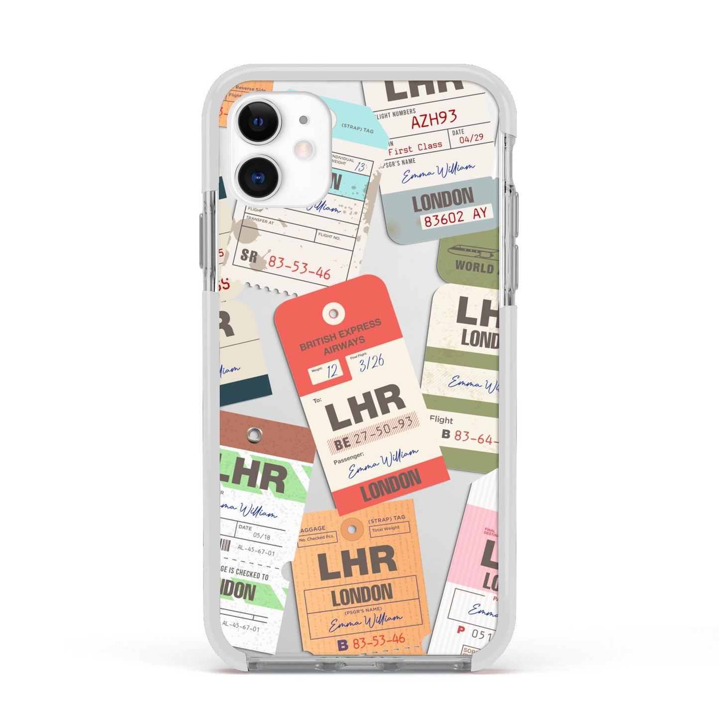 Custom Baggage Tag Collage Apple iPhone 11 in White with White Impact Case