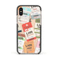 Custom Baggage Tag Collage Apple iPhone Xs Impact Case Black Edge on Gold Phone