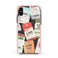 Custom Baggage Tag Collage Apple iPhone Xs Impact Case Pink Edge on Black Phone