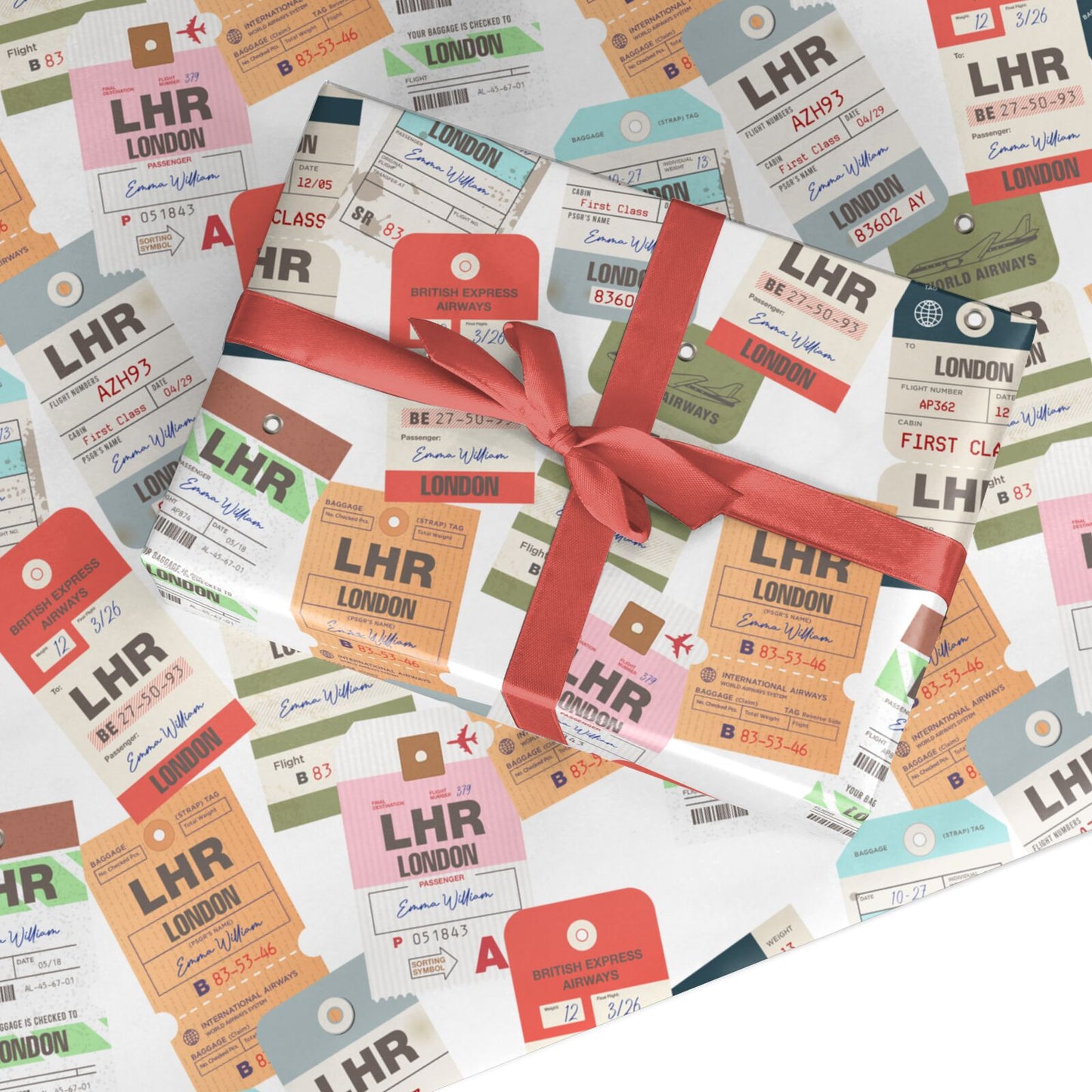 Custom Baggage Tag Collage Custom Wrapping Paper