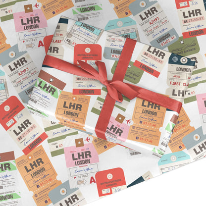Custom Baggage Tag Collage Custom Wrapping Paper