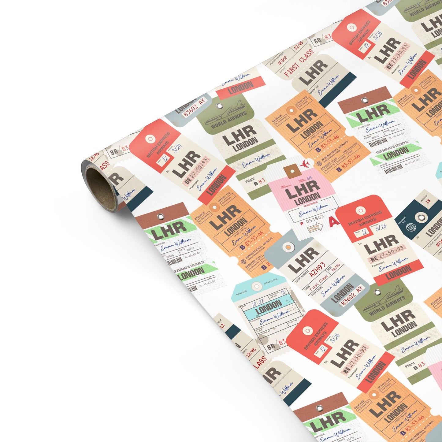 Custom Baggage Tag Collage Personalised Gift Wrap