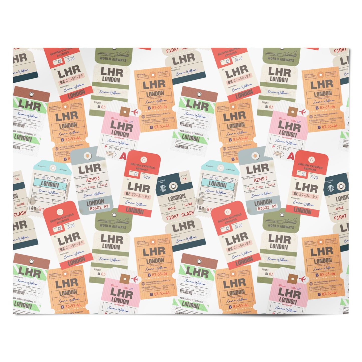 Custom Baggage Tag Collage Personalised Wrapping Paper Alternative