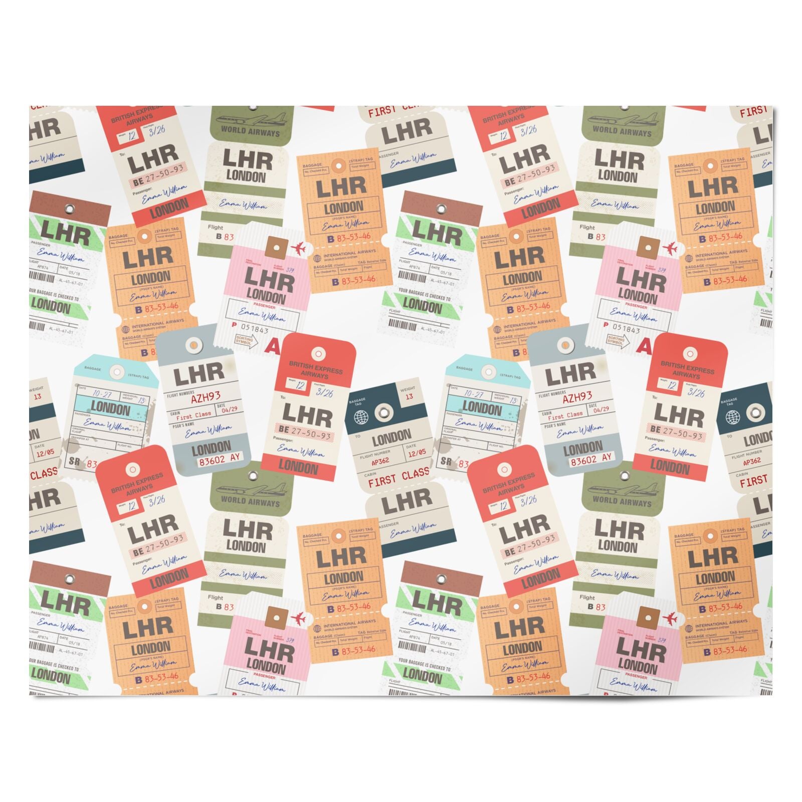 Custom Baggage Tag Collage Personalised Wrapping Paper Alternative