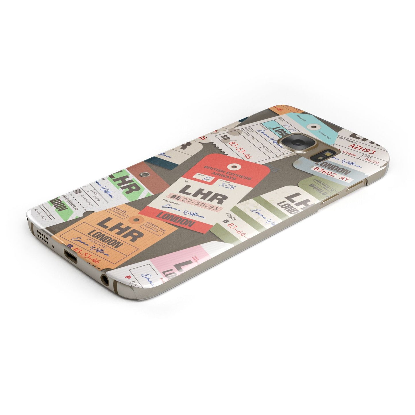 Custom Baggage Tag Collage Protective Samsung Galaxy Case Angled Image