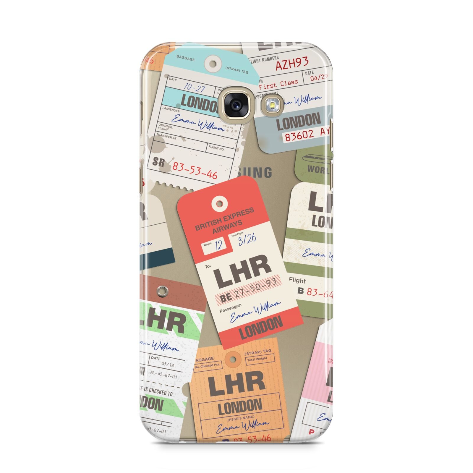Custom Baggage Tag Collage Samsung Galaxy A5 2017 Case on gold phone