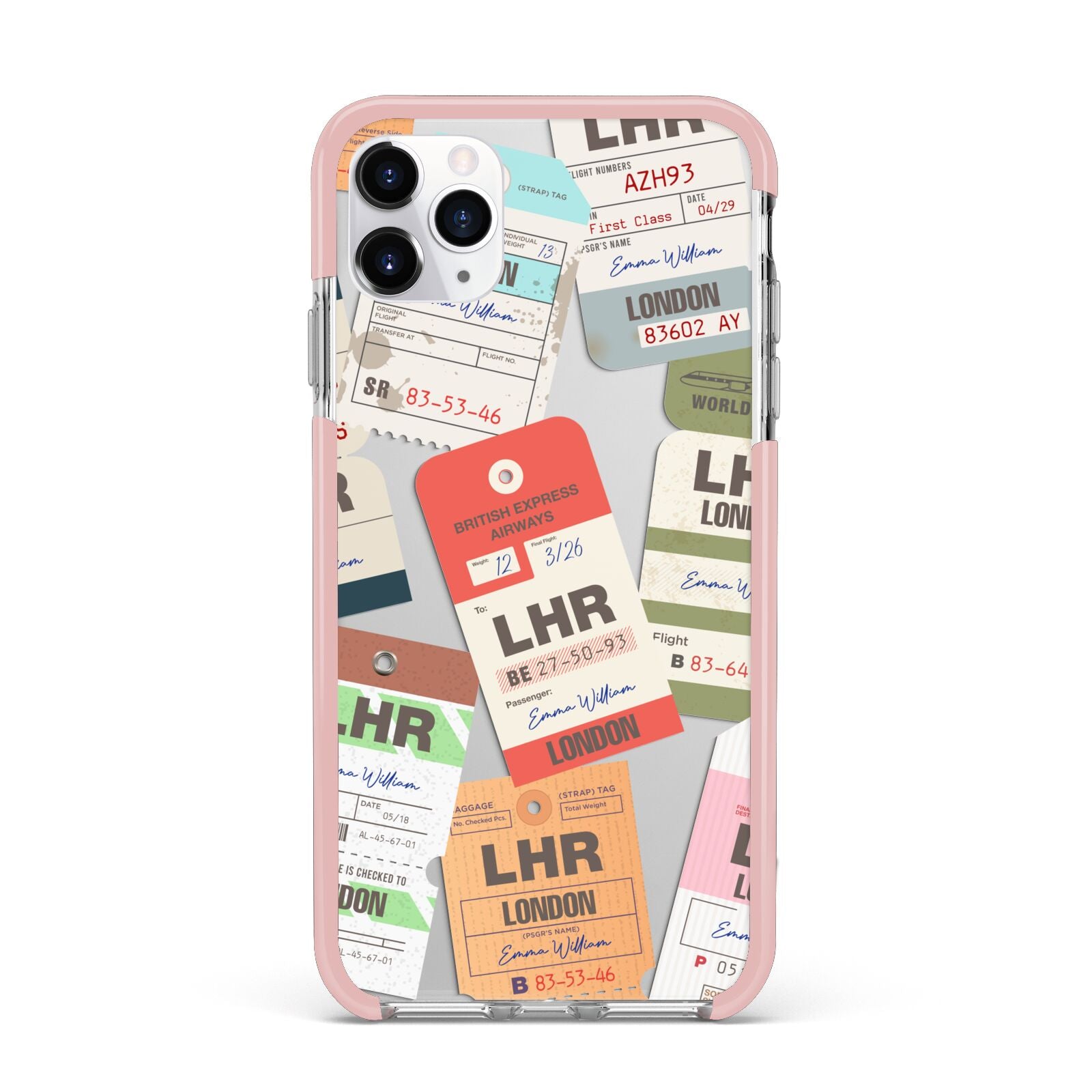 Custom Baggage Tag Collage iPhone 11 Pro Max Impact Pink Edge Case