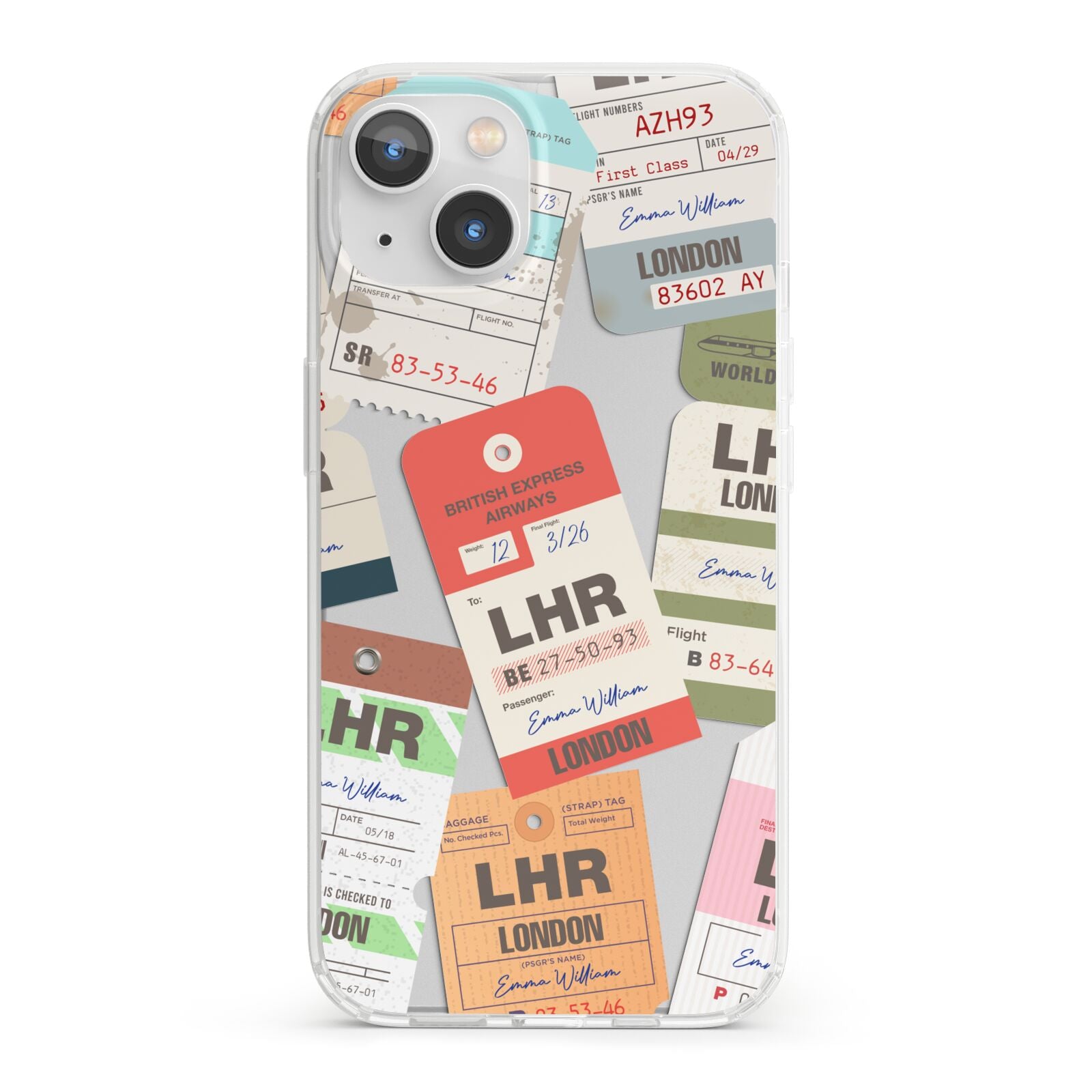 Custom Baggage Tag Collage iPhone 13 Clear Bumper Case