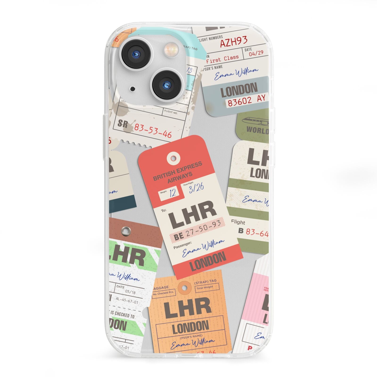 Custom Baggage Tag Collage iPhone 13 Mini Clear Bumper Case