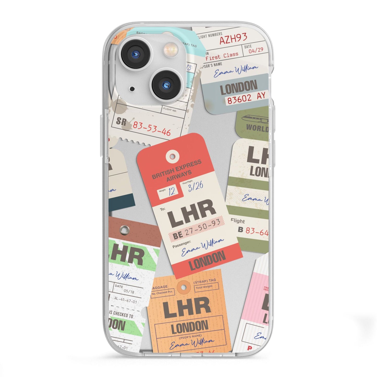 Custom Baggage Tag Collage iPhone 13 Mini TPU Impact Case with White Edges