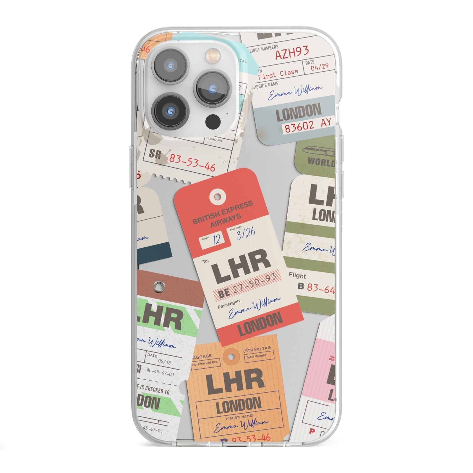 Custom Baggage Tag Collage iPhone 13 Pro Max TPU Impact Case with White Edges