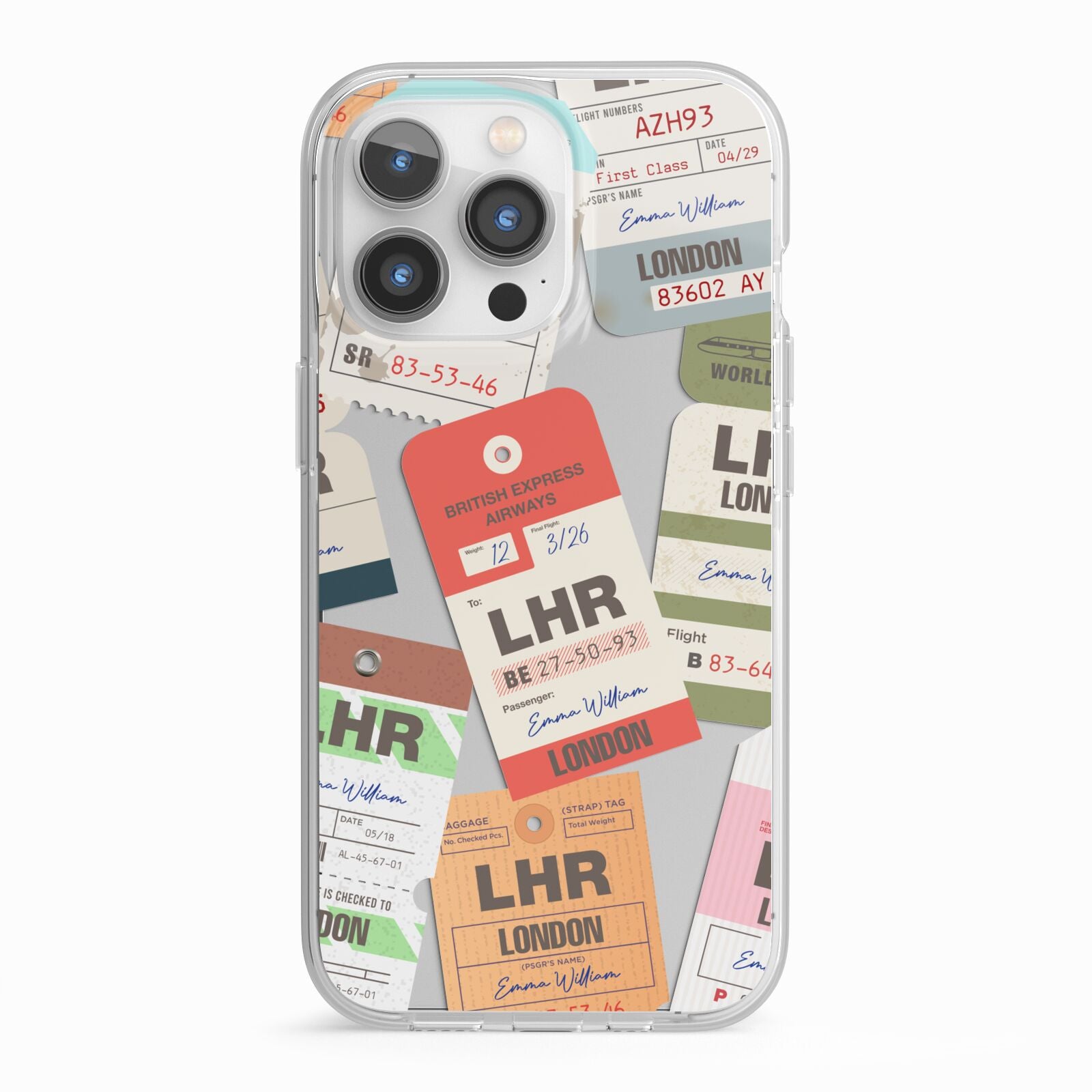 Custom Baggage Tag Collage iPhone 13 Pro TPU Impact Case with White Edges