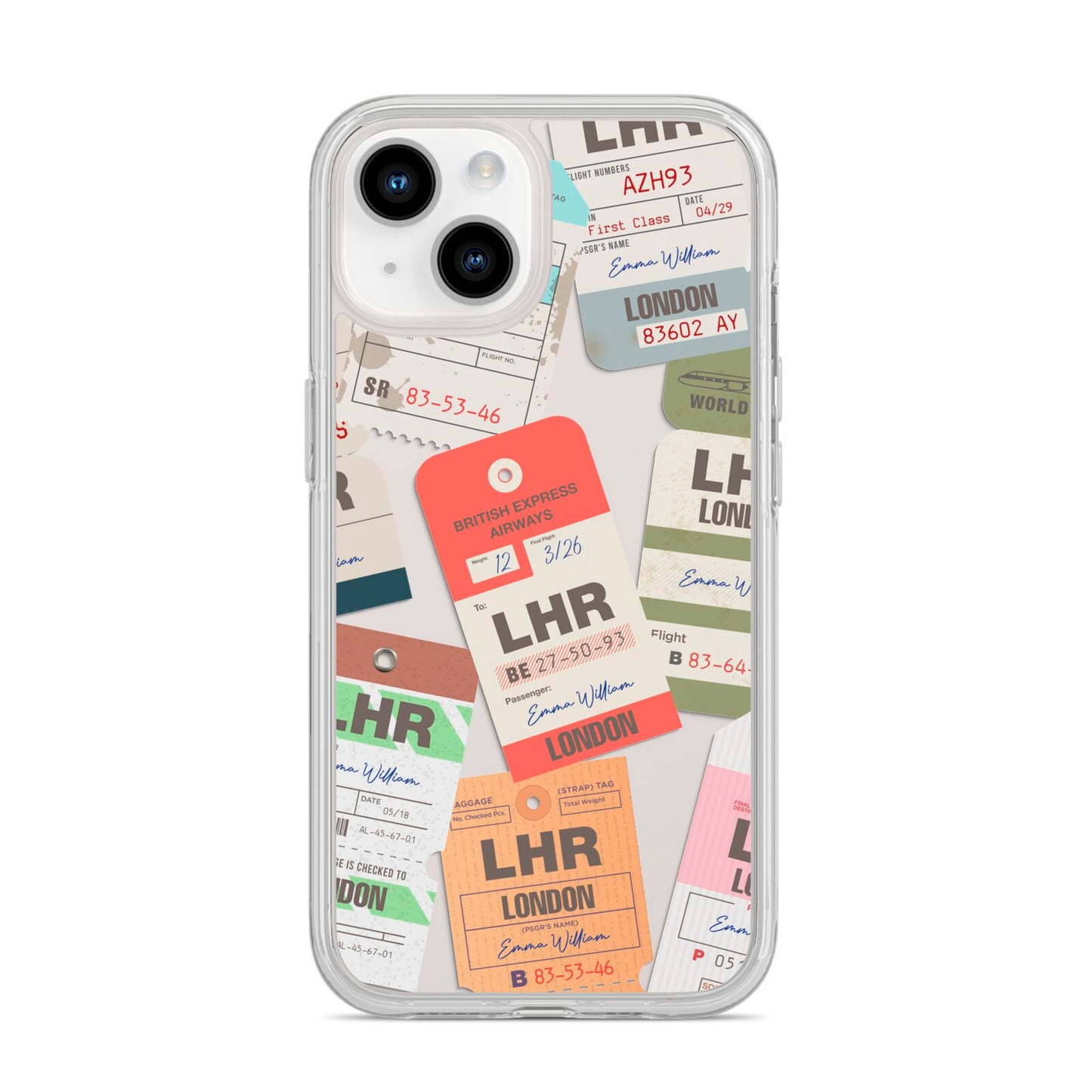Custom Baggage Tag Collage iPhone 14 Clear Tough Case Starlight