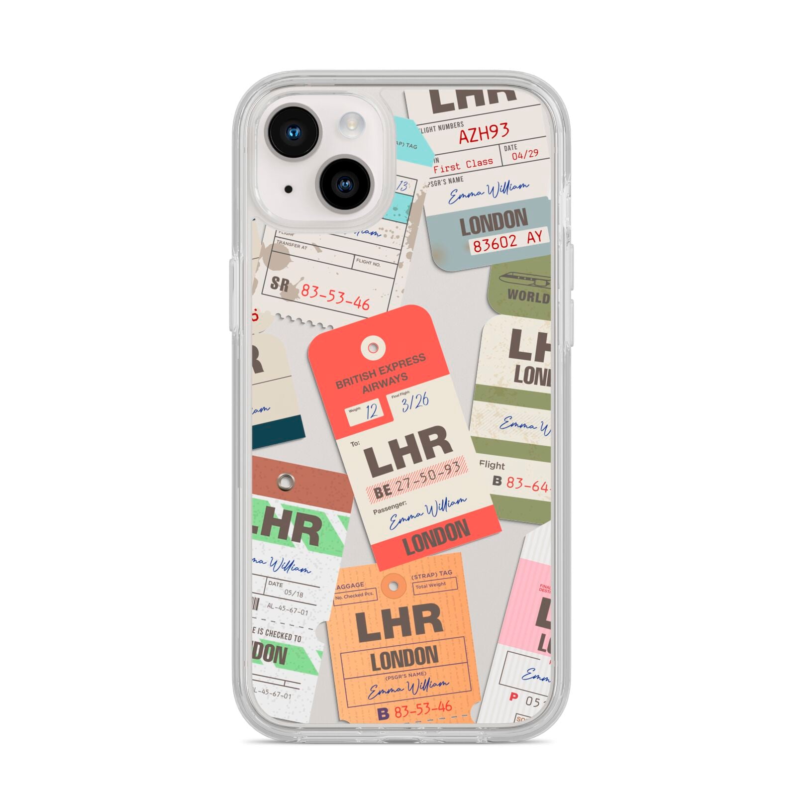 Custom Baggage Tag Collage iPhone 14 Plus Clear Tough Case Starlight