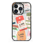Custom Baggage Tag Collage iPhone 14 Pro Black Impact Case on Silver phone