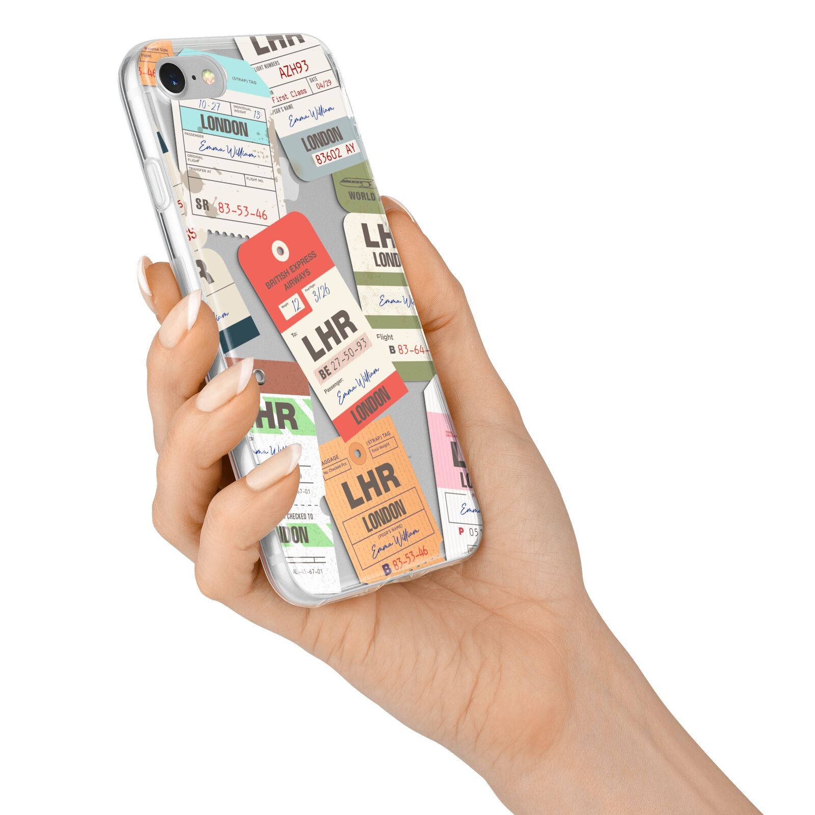 Custom Baggage Tag Collage iPhone 7 Bumper Case on Silver iPhone Alternative Image