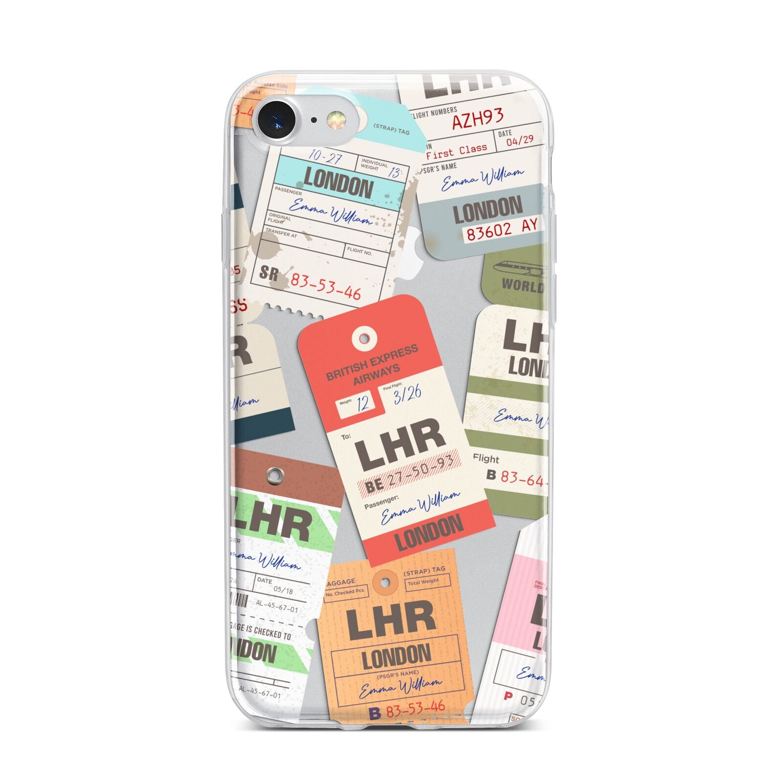 Custom Baggage Tag Collage iPhone 7 Bumper Case on Silver iPhone