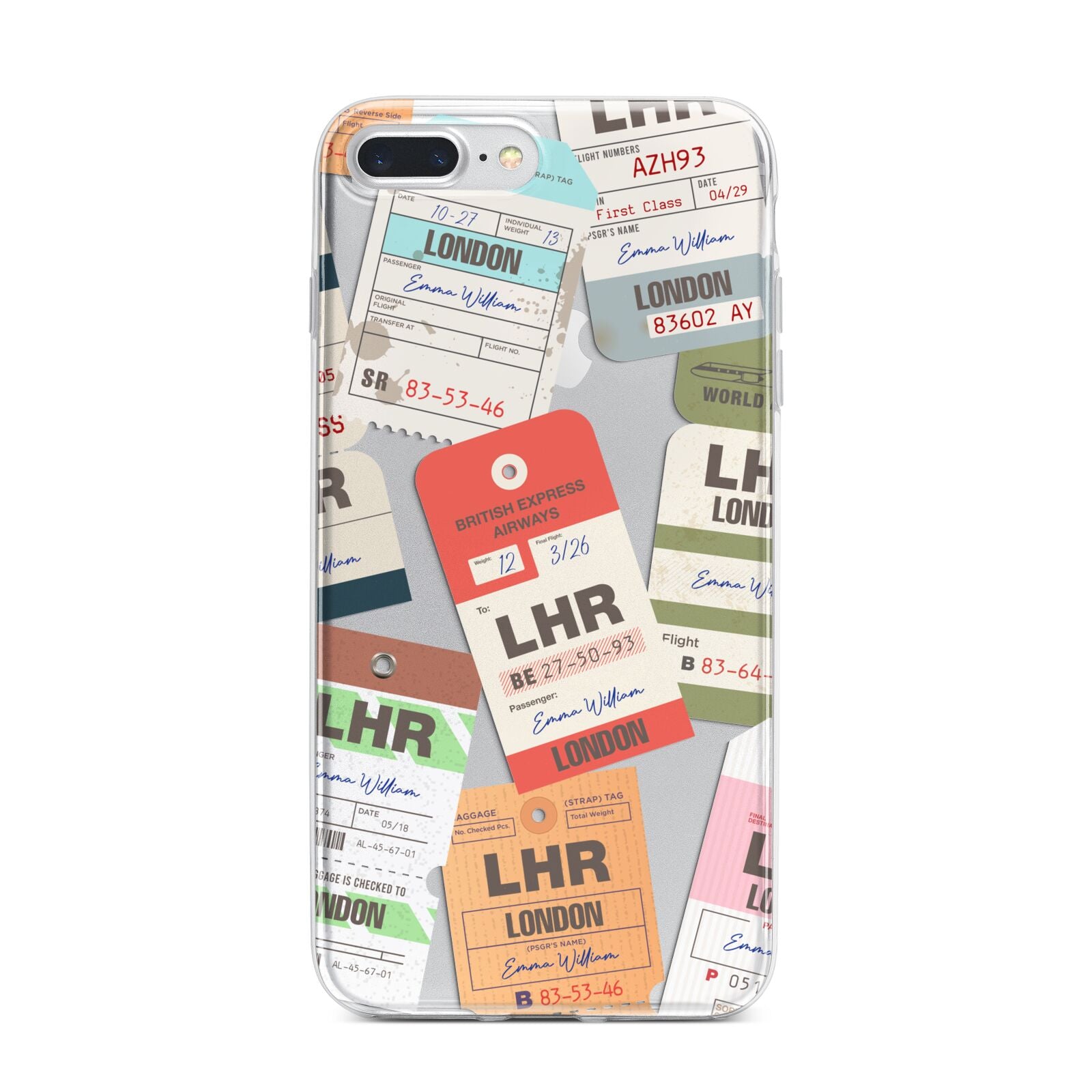 Custom Baggage Tag Collage iPhone 7 Plus Bumper Case on Silver iPhone