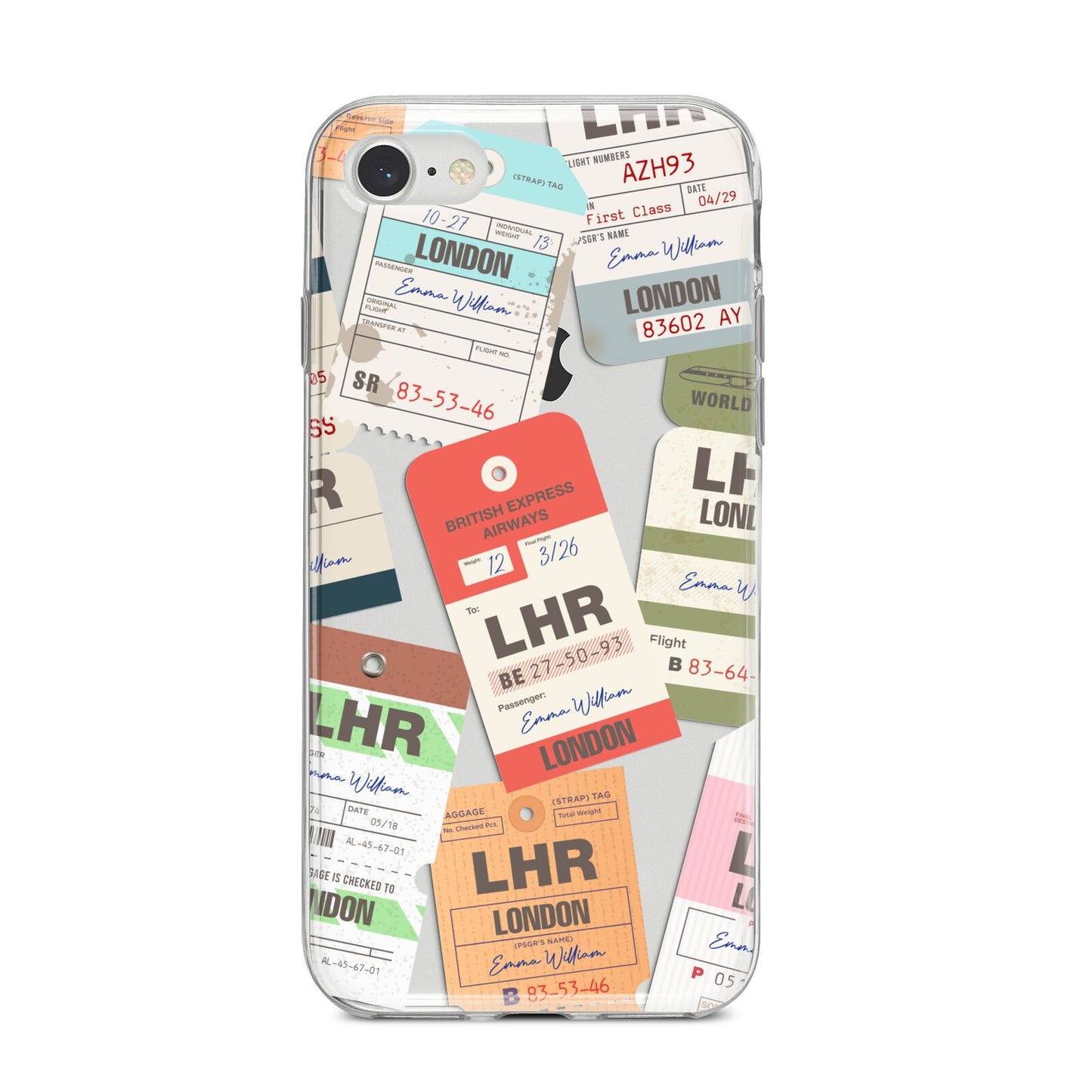 Custom Baggage Tag Collage iPhone 8 Bumper Case on Silver iPhone