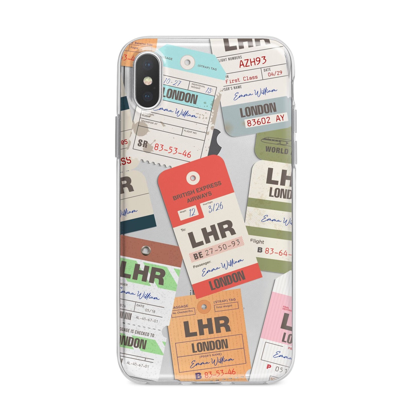 Custom Baggage Tag Collage iPhone X Bumper Case on Silver iPhone Alternative Image 1