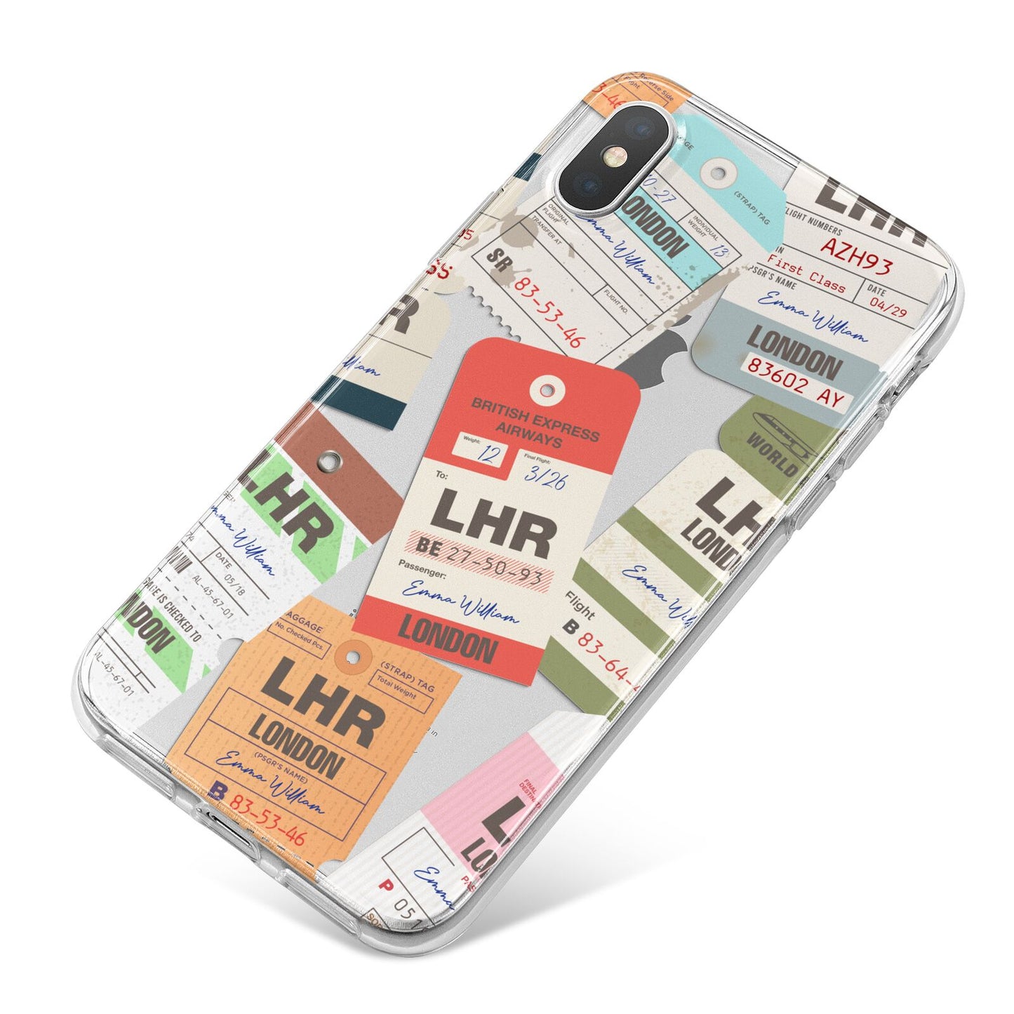 Custom Baggage Tag Collage iPhone X Bumper Case on Silver iPhone