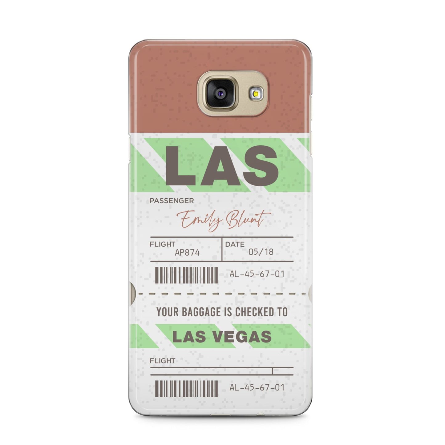 Custom Baggage Tag Samsung Galaxy A5 2016 Case on gold phone