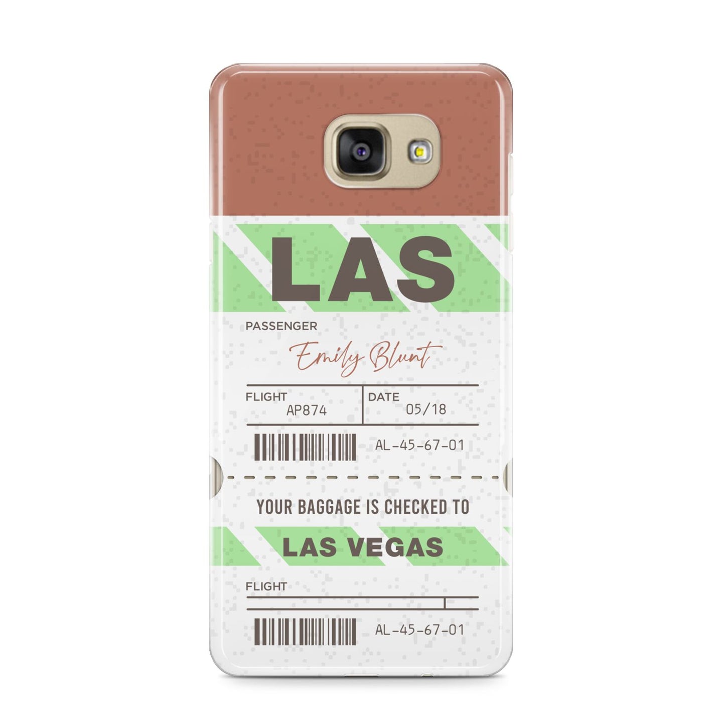 Custom Baggage Tag Samsung Galaxy A9 2016 Case on gold phone