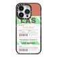 Custom Baggage Tag iPhone 14 Pro Black Impact Case on Silver phone