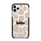 Custom Beige Cow Print Apple iPhone 11 Pro in Silver with Black Impact Case
