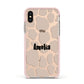 Custom Beige Cow Print Apple iPhone Xs Impact Case Pink Edge on Gold Phone