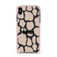 Custom Beige Cow Print Apple iPhone Xs Max Impact Case Pink Edge on Black Phone
