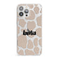 Custom Beige Cow Print iPhone 13 Pro Max Clear Bumper Case