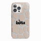Custom Beige Cow Print iPhone 13 Pro TPU Impact Case with Pink Edges