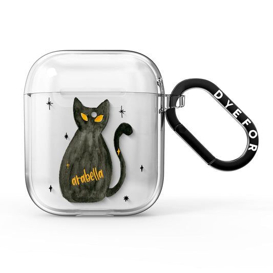 Custom Black Cat AirPods Clear Case