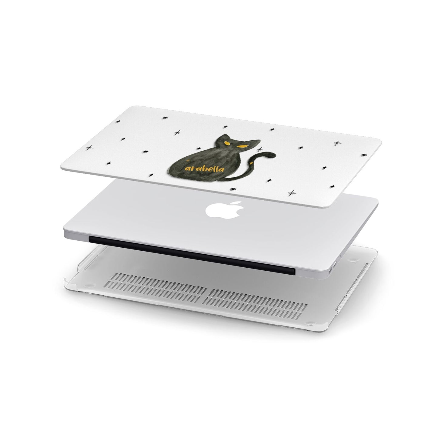 Custom Black Cat Apple MacBook Case in Detail