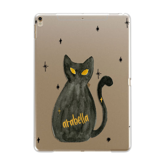 Custom Black Cat Apple iPad Gold Case