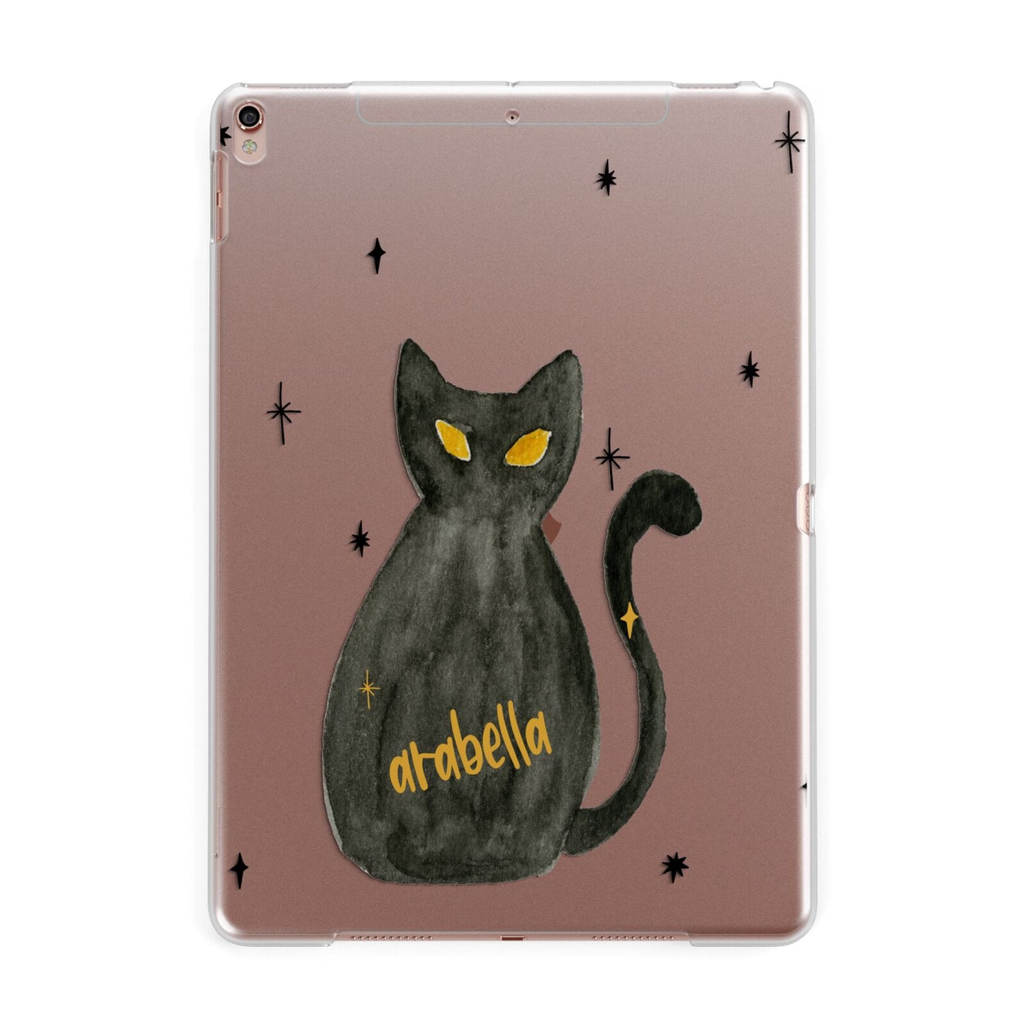 Custom Black Cat Apple iPad Rose Gold Case