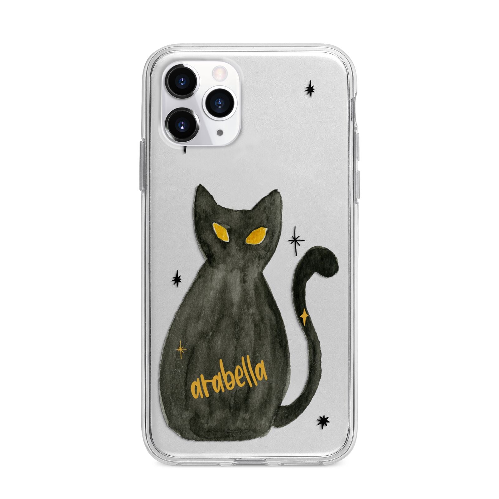 Custom Black Cat Apple iPhone 11 Pro in Silver with Bumper Case