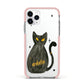 Custom Black Cat Apple iPhone 11 Pro in Silver with Pink Impact Case