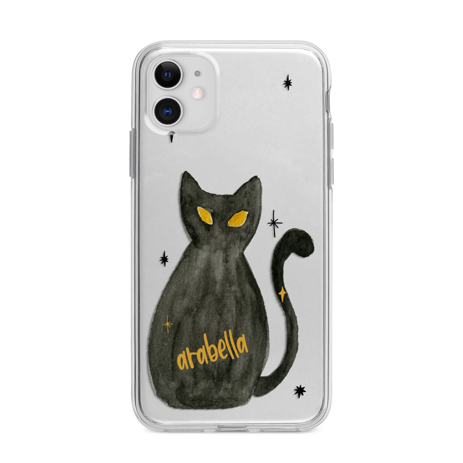 Custom Black Cat Apple iPhone 11 in White with Bumper Case