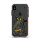 Custom Black Cat Apple iPhone Xs Impact Case Pink Edge on Black Phone