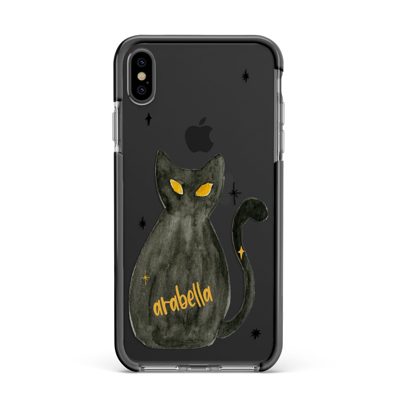 Custom Black Cat Apple iPhone Xs Max Impact Case Black Edge on Black Phone