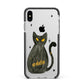 Custom Black Cat Apple iPhone Xs Max Impact Case Black Edge on Silver Phone