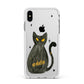 Custom Black Cat Apple iPhone Xs Max Impact Case White Edge on Silver Phone