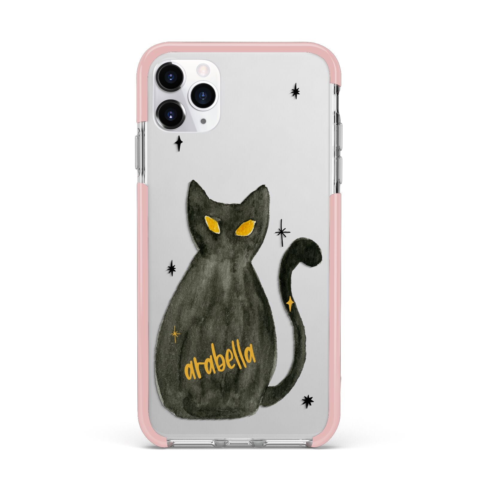 Custom Black Cat iPhone 11 Pro Max Impact Pink Edge Case