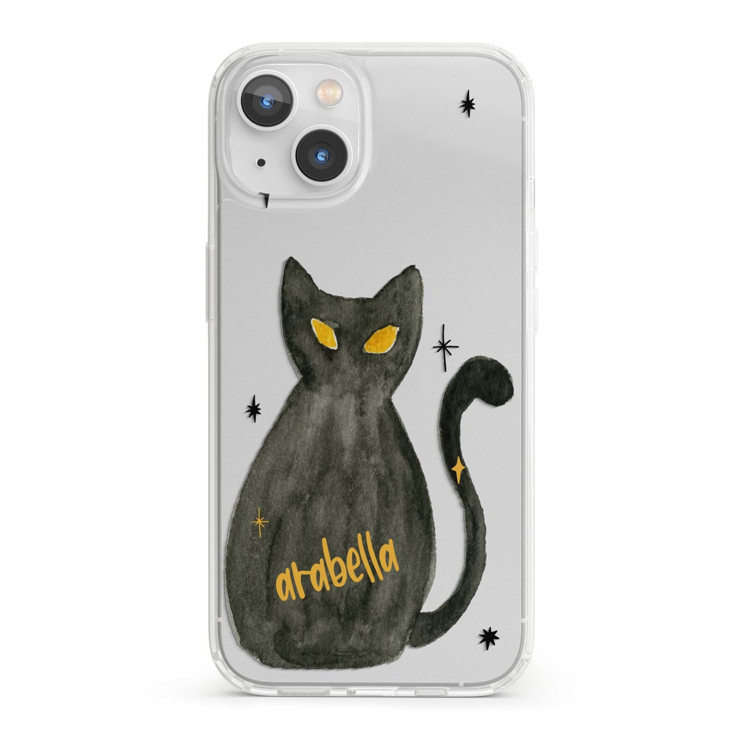 Custom Black Cat iPhone 13 Clear Bumper Case