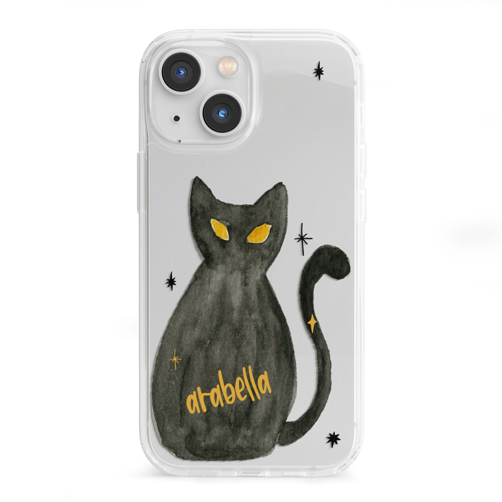 Custom Black Cat iPhone 13 Mini Clear Bumper Case