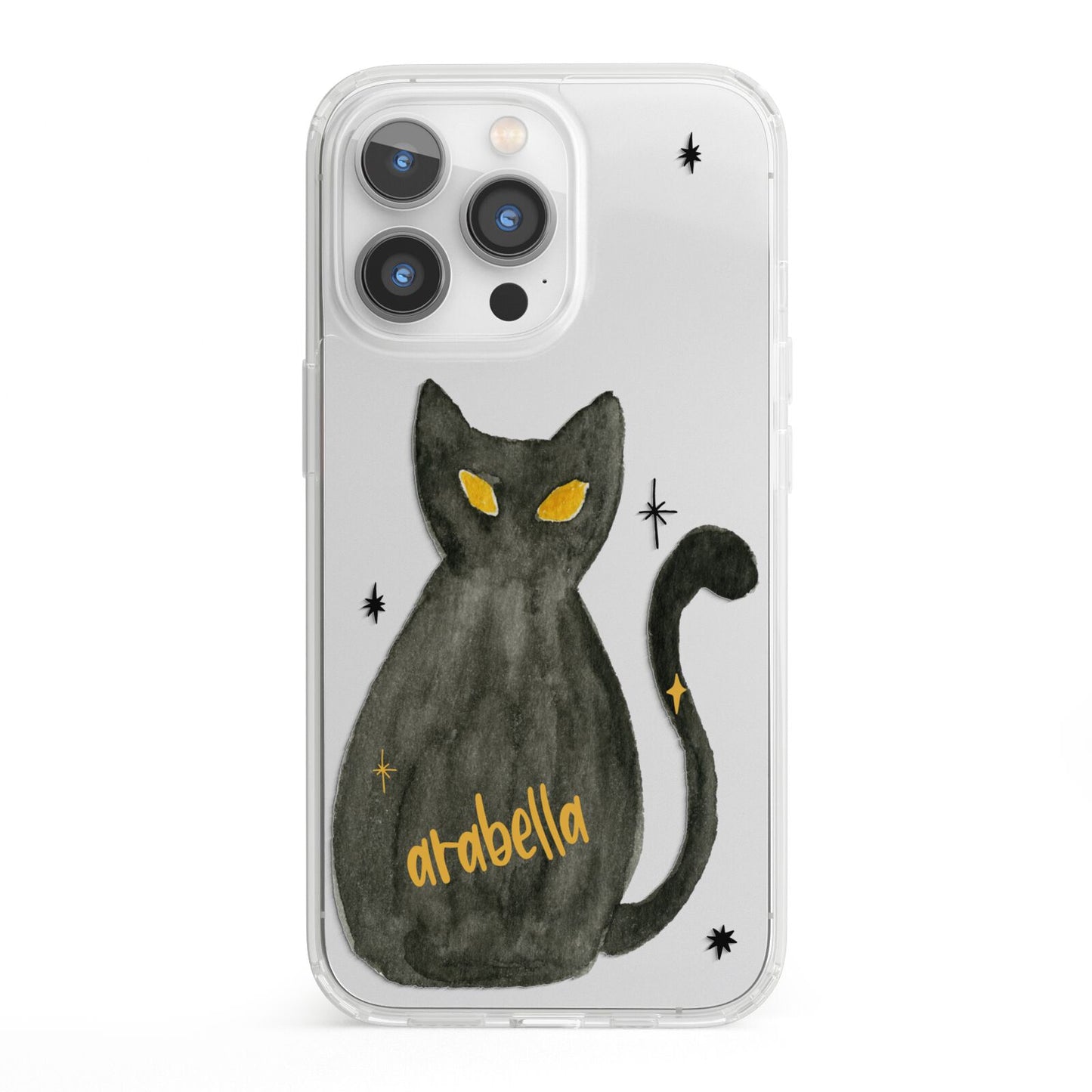 Custom Black Cat iPhone 13 Pro Clear Bumper Case